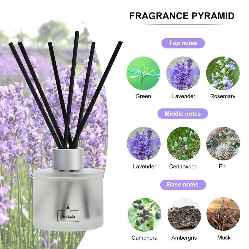 Brakula 2 Packs Reed Diffuser Set, Lavender Scented Oil Diffuser