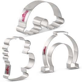 LILIAO St. Patrick's Day Cookie Cutter Set - 3 Piece - Rainbow, Beer Mug and Lucky Horseshoe Fondant Biscuit Cutter - Stainless Steel