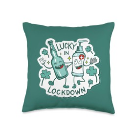 st patricks lockdown hand sanitizer quarantine lockdown Throw Pillow