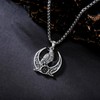 Lattd Raven Necklace 925 Sterling Silver Goth Crescent Moon Crow