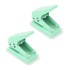 PATIKIL 1/4" Single Hole Punch, 2 Pcs Mini Portable Small Hole Puncher 6 Sheet Punch Capacity Metal Paper Puncher for Tag DIY Craft Scrapbook Ticket, Green