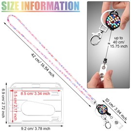 Sparkling Rhinestone Crystal Clear ID Badge Holder Keychain Keychain for Keys and ID Card (Colorful)