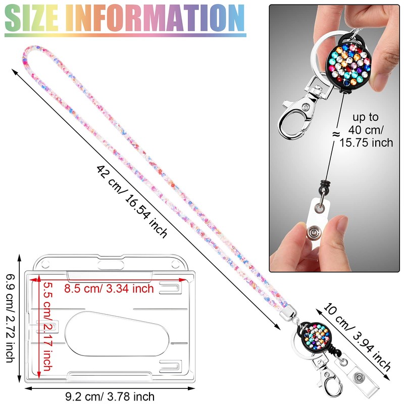 Sparkling Rhinestone Crystal Clear ID Badge Holder Keychain Keychain for