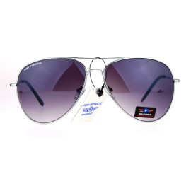 Airforce Mens Oversize Classic Officer Metal Rim Sunglasses - Silver Smoke