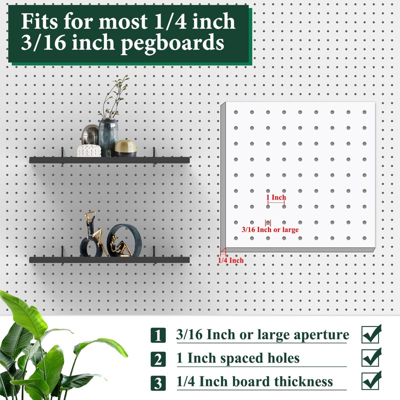 PEKGRIL 17X8 Inch Large Pegboard Shelves Set of 4, Metal