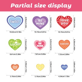 9 Sheet Valentine's Day Window Clings Romantic Conversation Heart Window Decals Double-Sided Candy Heart Window Decor for Valentine's Day Home Office School Decor Party Supplies