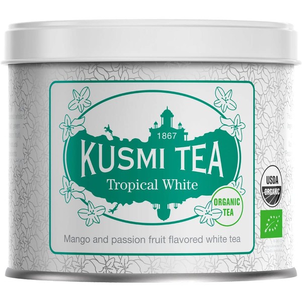 KUSMI TEA Tropical White, 3.2 oz (90 g) Can, Organic, JAS Certified, Fruit Tea, White Tea
