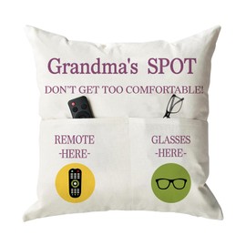 ONFAON Grandma Gifts, Grandma's Spot Throw Pillow Covers 18x18 Inch,Birthday Christmas Thanksgiving Day Gifts for Grandma Mom,2-Pocket