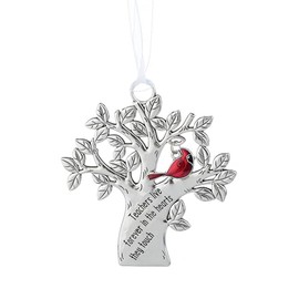 Ganz ER73977 Teachers Live Forever in the Hearts They Touch Cardenal Bird Tree 2.5 x 2.75 pulgadas, aleación de zinc, adorno decorativo de Navidad, conexión de cuidado, decoración navideña