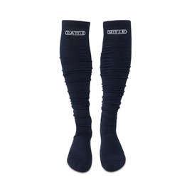 Battle Sports Long Scrunch Football Socks, Extra Long Padded Sport Socks for Men & Boys, Navy, Large-X-Large