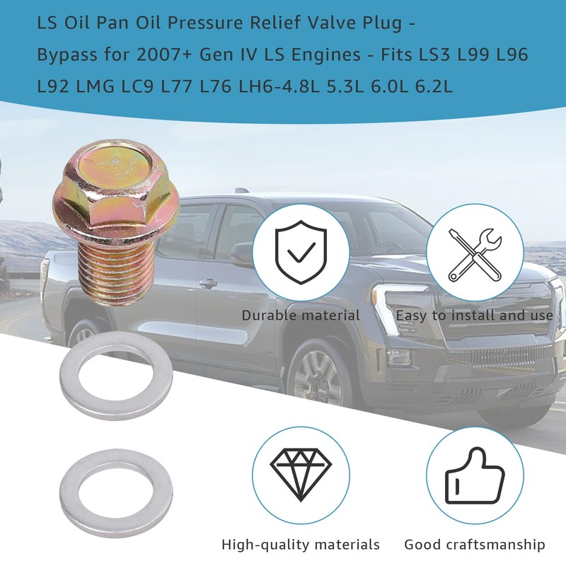 Yubunt LS Oil Pan Oil Pressure Relief Valve Plug Compatible