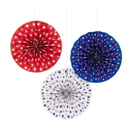 Way to Celebrate 2 Pack Red White Blue USA Patriotic 4th Of July Party Decoration Tissue Fans 6pc