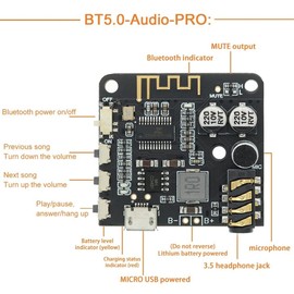 Lrocaoai BT5.0 Receiver Car Lossless Audio Receiver with AUX Audio Cable MP3 Bluetooth Decoder Lossless Car Speaker Audio Amplifier Board Module, 500344582