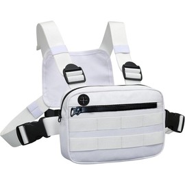 Outdoor Chest Bag For Men, EDC Chest Pack With Built-In Phone Holder, Lightweight Chest Rig Pouch - Colour: White