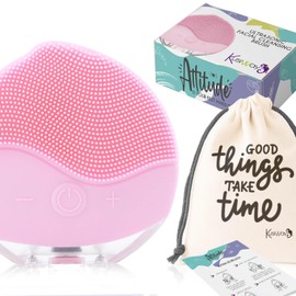 Elektrische Gesichtsreinigungsbürste, wiederaufladbares Ultraschall-Massagegerät aus Silikon, IPX6, Skincare Reinigungsgerät, Anti-Aging, straffend, Peeling, Geschenk, Attitude (Ros