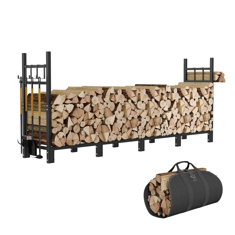 Heavy Duty Firewood Rack for Indoor & Outdoor Log Storage