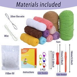 ENCHOL Beginner Crochet Kit, Complete Crochet Kits-Flower Bouquet Potted, Crochet Potted Flowers, Mother's Day Colorful Tulip Potted DIY Crochet Kits with Step-by-Step Video Tutorials