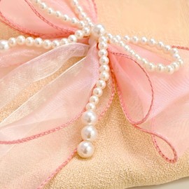 SIELUNO Bow Curtain Tiebacks 2 Pcs,Butterfly Curtain Ties with Pearls,Bowknot Curtain Ties for Home Decorative-pink-86cm(33.86in)
