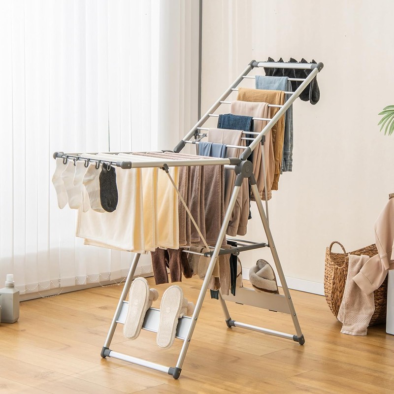 Nightcore Foldable Clothes Drying Rack, 2-Level Large Collapsible Laundry Drying