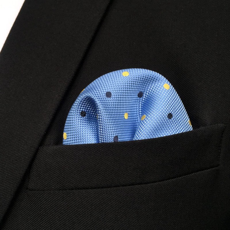 S&W SHLAX&WING Dots Blue Azure Pocket Square for Suit Mens