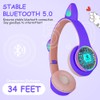 AXFEE Bluetooth Kids Headphones, LED Light Up Cat Ear Wired/Wireless