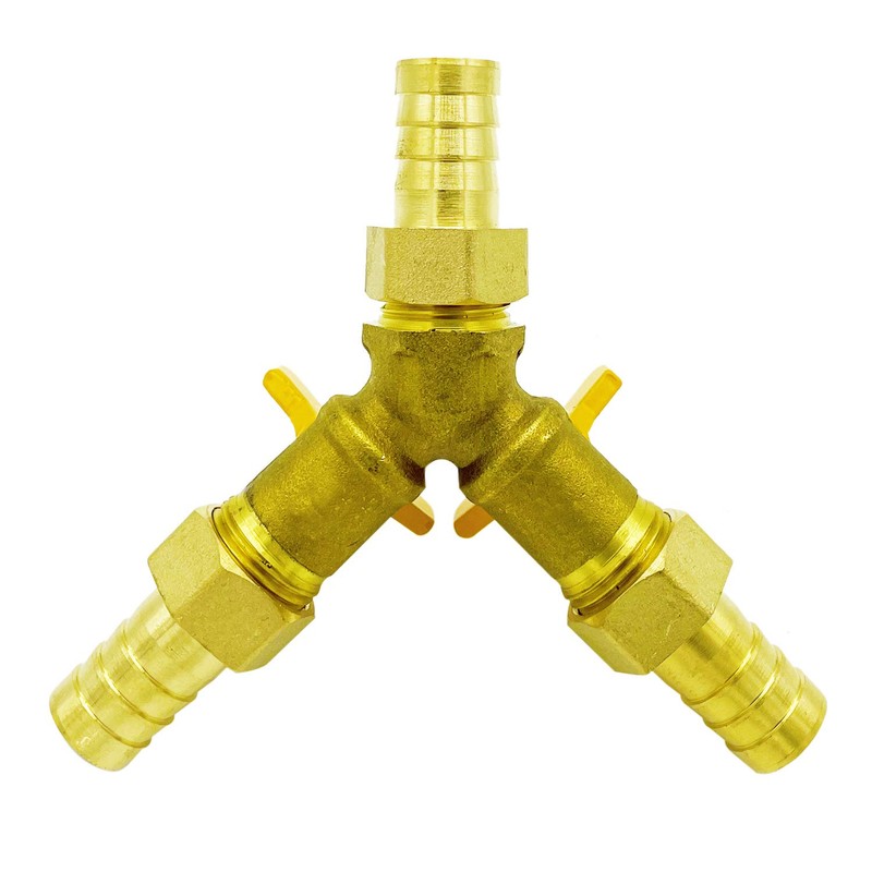 Metaland Brass 3 Way Shut-Off Valve, 5/16" Hose Barb 2
