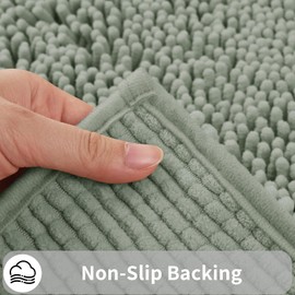 LUSCHEER Absorbent Chenille WC Toilet Rug Non-Slip U Shape Pedestal Mat Bath Mat, Extra Soft Fluffy Bathroom Toilet Mat for Floor, Quick-drying Machine-Washable, 50 x 50 cm, Light Grey