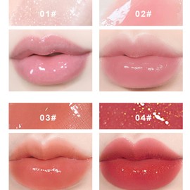 4pcs Lip Gloss Set - Hydrating Clear Lip Glow Oil - Crystal Jelly Tinted Plumping Lip Gloss - Long Lasting Moisturizing Non-Sticky Lipgloss Set For Women Girls