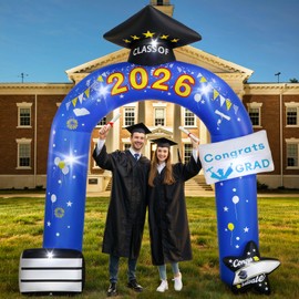Lewondr 10FT Graduation Inflatable Outdoor Decorations, Inflatable Arch Class of 2026, Blow up Yard Decoration with 9 LED Lights for Graduation Party, 2026 Grad Decor for College High School