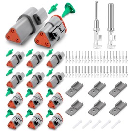 JRready DT Plug 3-Pin German Plug 6 Sets IP68 Waterproof Connector Grey with Terminal Kit Wire Gauge 14-18 AWG German Connector Assortment for Motorcycle Scooter Car Truck Boats
