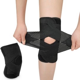 KIRZAX Knee Support for Men and Women, Knee Support for Knee Pain, Knee Support with Stabilisers and Closure, Adjustable Patella Knee Support, Knee Brace for Meniscus, Crack, Knee Pain, L