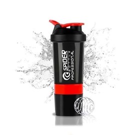 BOLT Protein Shake Bottle Mixer, Workout Drinks Blender, 100% leak proof shake bottles for protein mixes,shake bottle with storage,500ml/17ounce, Protein Shaker for Gym Pre-workout (Black)