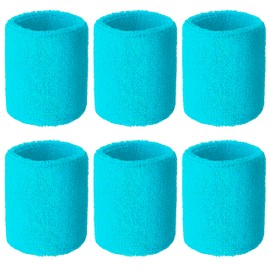HPWFHPLF Premium Wrist Sweatbands: Stay Dry, Play Hard - Ideal for Tennis, Football, Basketball, Running, 6 Pack Cotton Sweatbands for Men Women & Kids (Blue)