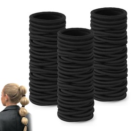 150 Count Black Hair Ties 6MM Rubber Bands for Hair Pain-Free for Ponytails, Seamless Thick Elastic Hair Ties No Damage