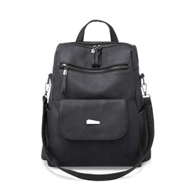 NICOLE&DORIS Fashion Women Backpack Multifunctional Zipper Backpack Large-Capacity Backpack Leather Ladies Rucksack Shoulder Bag Girls Exquisite Backpack Black