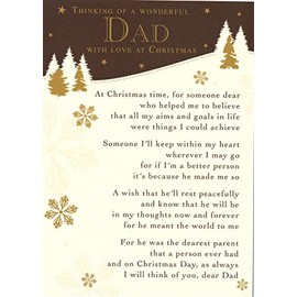 Grave Card - Thinking Of A Wonderful Dad With Love At Christmas - Free Card Holder - C118a