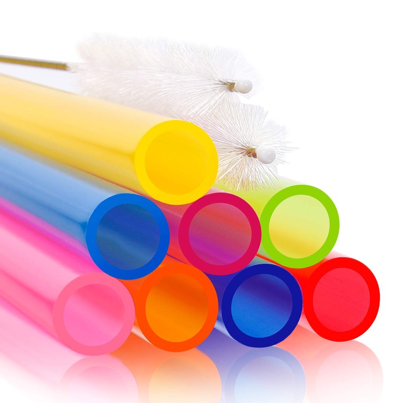 8 Pcs Extra Wide Reusable Boba Straws with 1 Bag