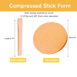 Esponja facial comprimida, 60 unidades de PVA profesional para eliminar el maquillaje con cara redonda, esponja exfoliante para mujer, color naranja