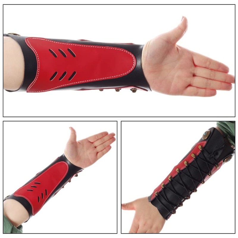 DONGKER Archery Arm Guards,Forearm Protection Guards Adjustable Leather Gauntlet Wristband