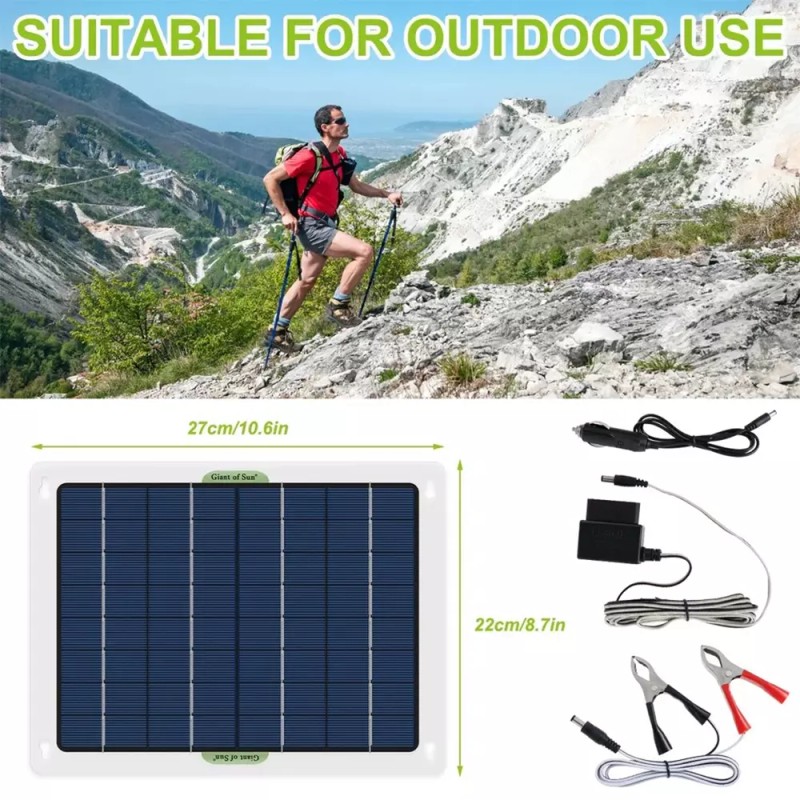 SHUONE57 20W Watt 12V Mono Solar Panel Trickle Charger Kit