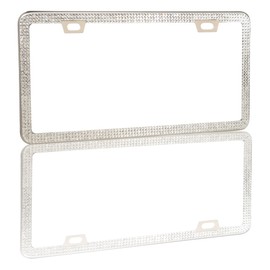 CRUZCO Cutting Edge Silver Rhinestone License Plate Frame