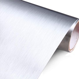 YENHOME 30"X200" Stainless Steel Contact Paper Peel and Stick Countertop Contact Paper Waterproof Silver Stainless Steel Contact Paper for Appliances Refrigerator Wrap Vinyl Silver Metallic Wallpaper