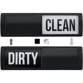 Gorilla Grip Clean and Dirty Dishwasher Magnet Sign, Optional Adhesive, Magnetic, Easy Read, Non-Scratch, Heavy Duty Shutter Slide Magnets for Dish Washer, Kitchen Accessories, 7x2, Black