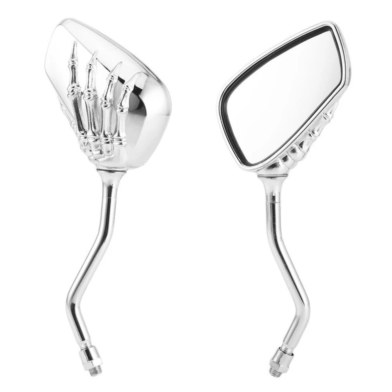 Unbranded Universal Chrome Skeleton Skull Hand Claw Motorcycle Rear View