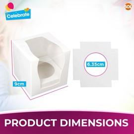 SOL 24pk Individual Cupcake Boxes – 9x9x9cm Boxes with Window – Perfect for Parties, Events & Gifting