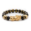 WHFDCai Feng Shui Wealth Bracelet, 12mm Black Obsidian Bracelets with