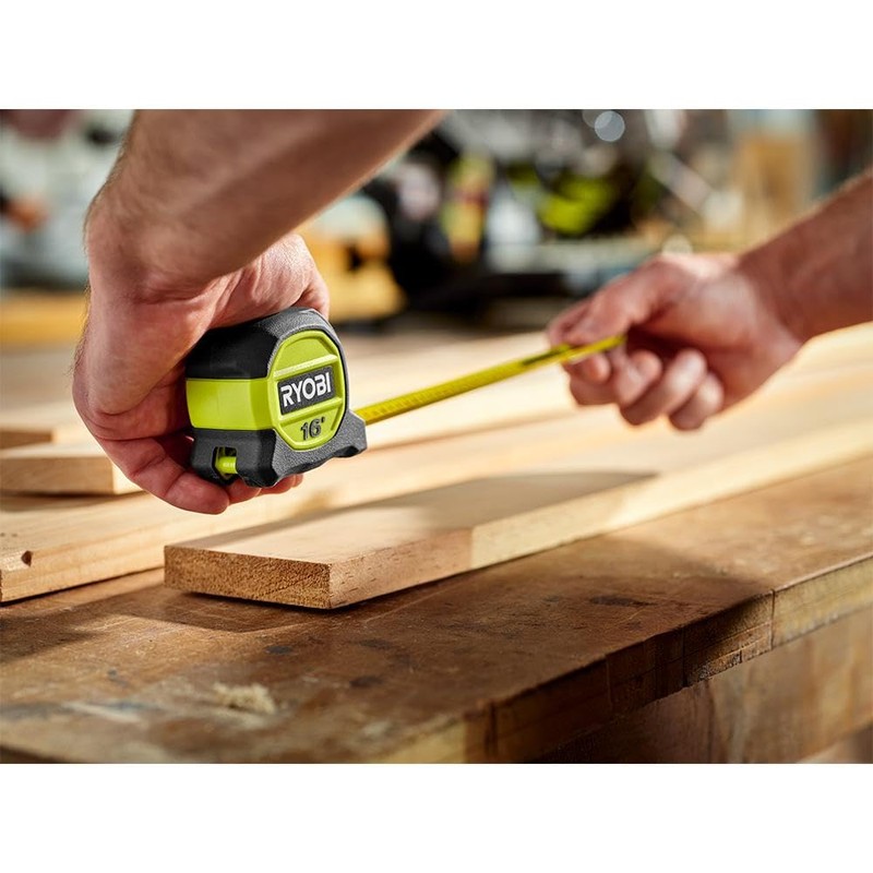 RYOBI 16' Compact Tape Measure 13 FT Reach, GREEN