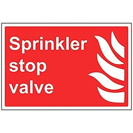 VSafety 13033BA-R Sprinkler Stop Valve Fire Equipment Sign, 1 mm Rigid Plastic, Landscape, 300 mm x 200 mm