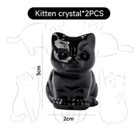 CYNOSURETECH 2 Pieces Of Kitten-Shaped Crystal Carvings, Desktop Decorations, Animal Decorative Ornaments, Cute Mini Ornaments, Creative Ornaments