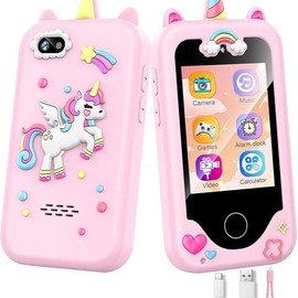 Kids Smart Ph one for Boys and girls , Christmas Birthday Gifts for child Age 3-10,Kids Toys Cell Phone, Toddler Learning Play Toy Phone with Dual Camera, Game, Music Player - Colour: Pink